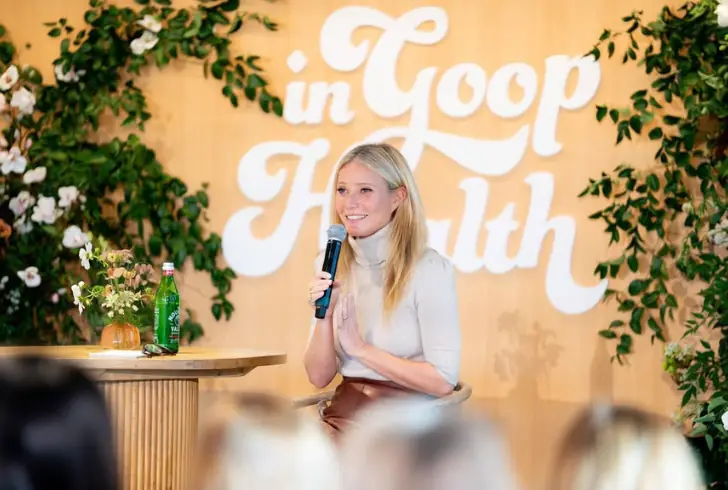Gwyneth Paltrow speaking at GOOP event
